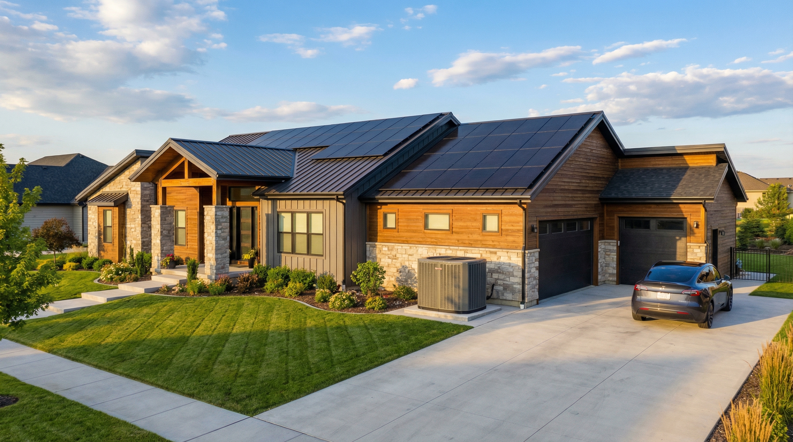 Workers safely removing solar panels from roof